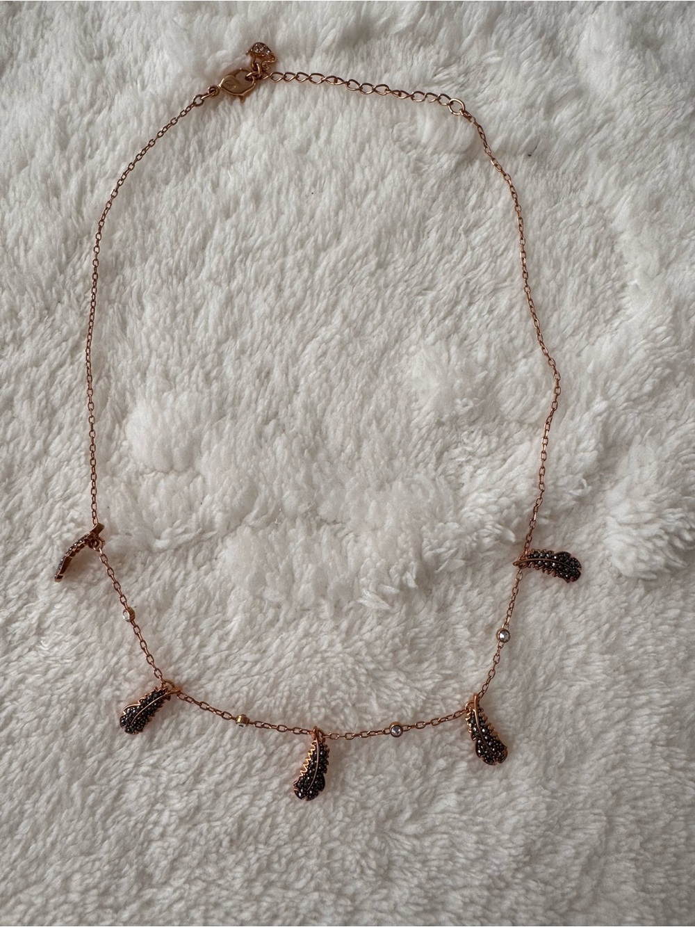 Rose Gold Plated Feather Charm Necklace